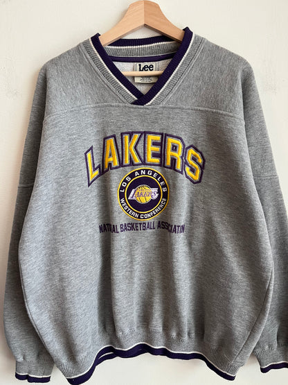 1990s Los Angeles Lakers Embroidered Spell Out Lee Crewneck (L)