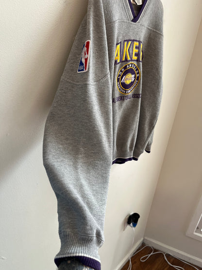 1990s Los Angeles Lakers Embroidered Spell Out Lee Crewneck (L)