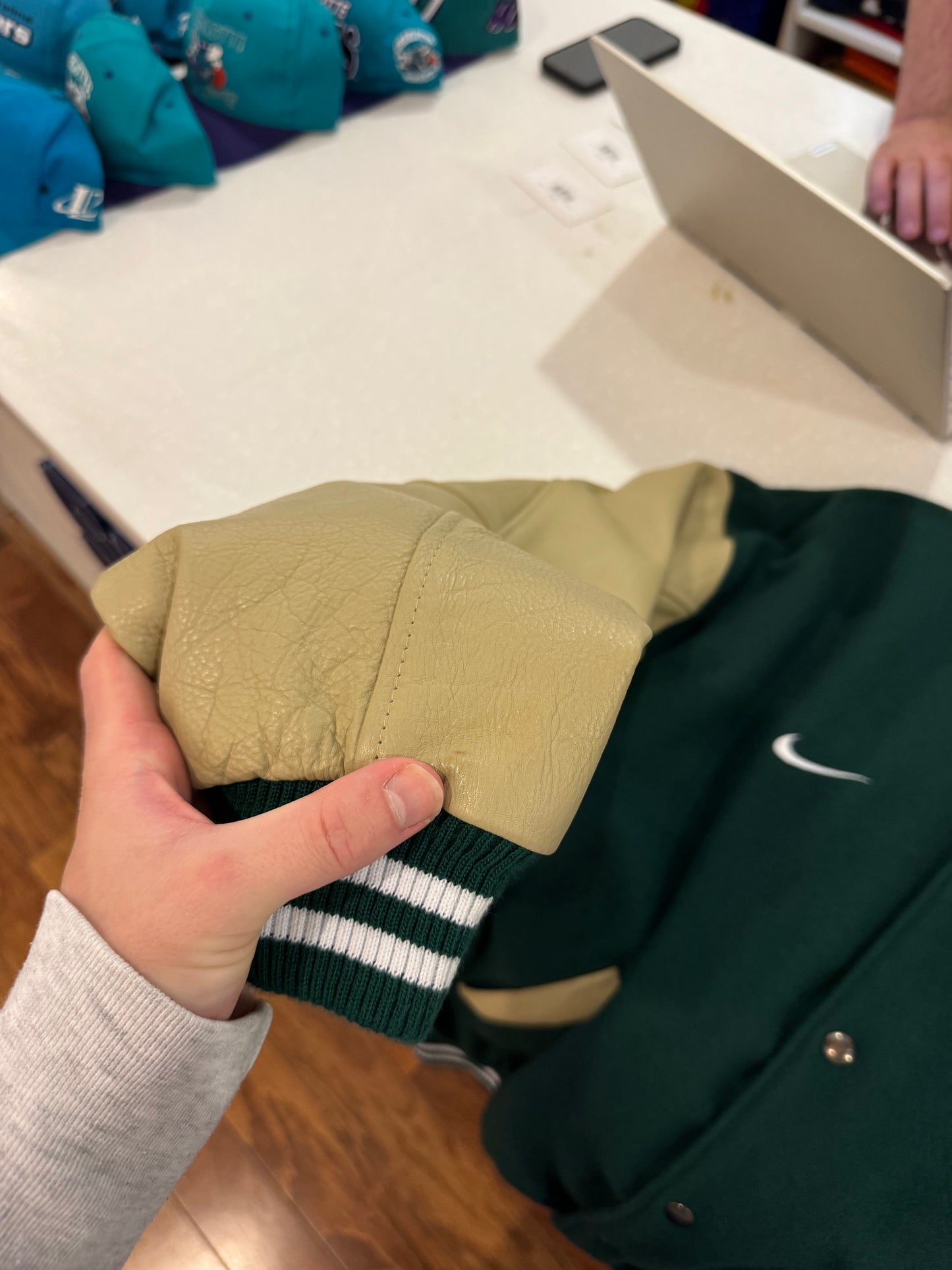 90s Michigan State Nike Varsity Leather Deadstock Jacket (L)