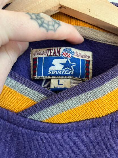 1990s Minnesota Vikings Embroidered Spell Out Starter Crewneck (L)