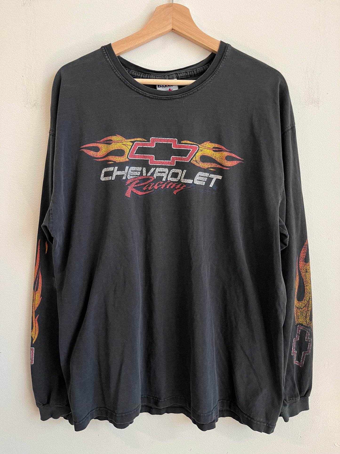 00s Chevrolet Racing Flames Long -Sleeve Faded Shirt (L)