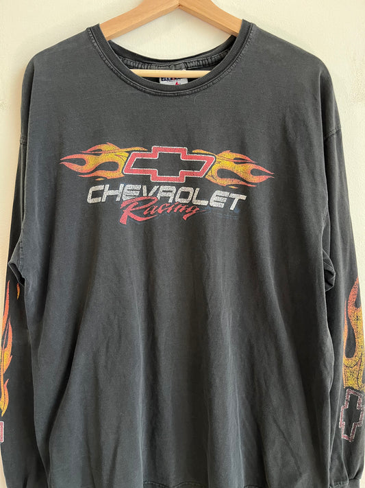 00s Chevrolet Racing Flames Long -Sleeve Faded Shirt (L)