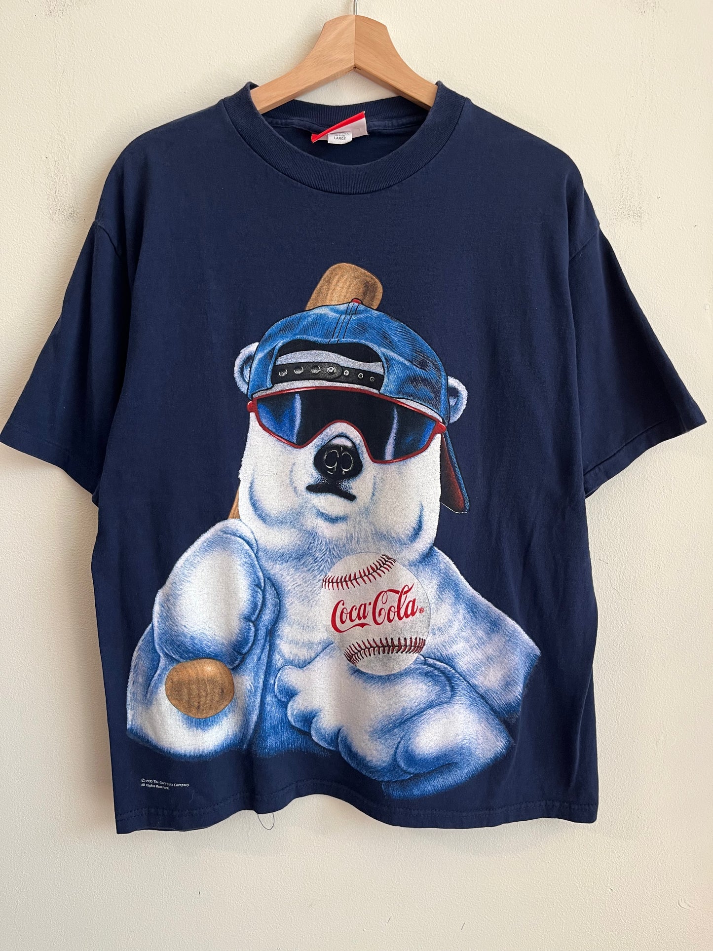 1995 Coca Cola Baseball Bear Graphic Tee (L)