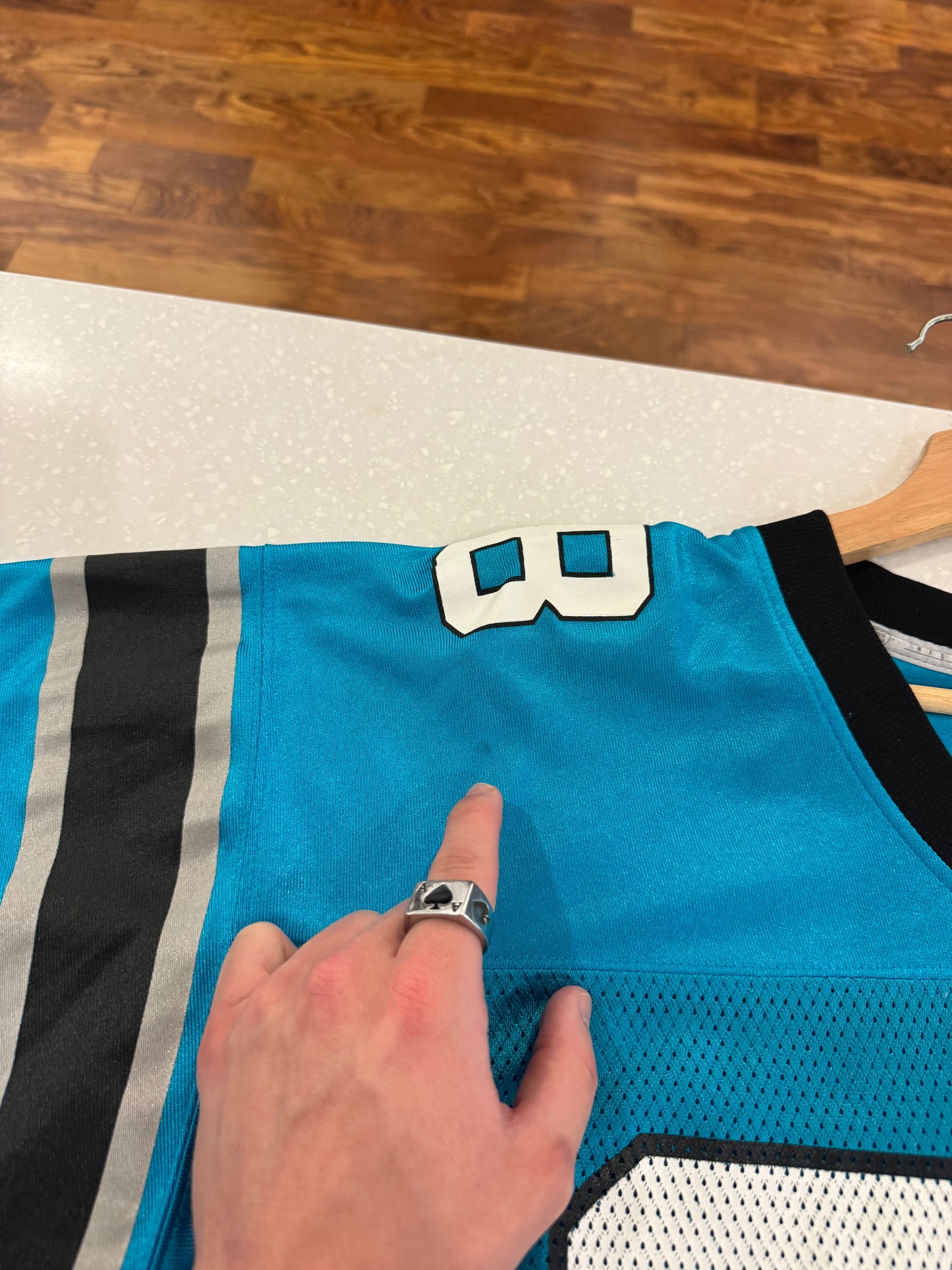 00s Carolina Panthers Jonathan Stewart Blue Reebok Jersey (L)