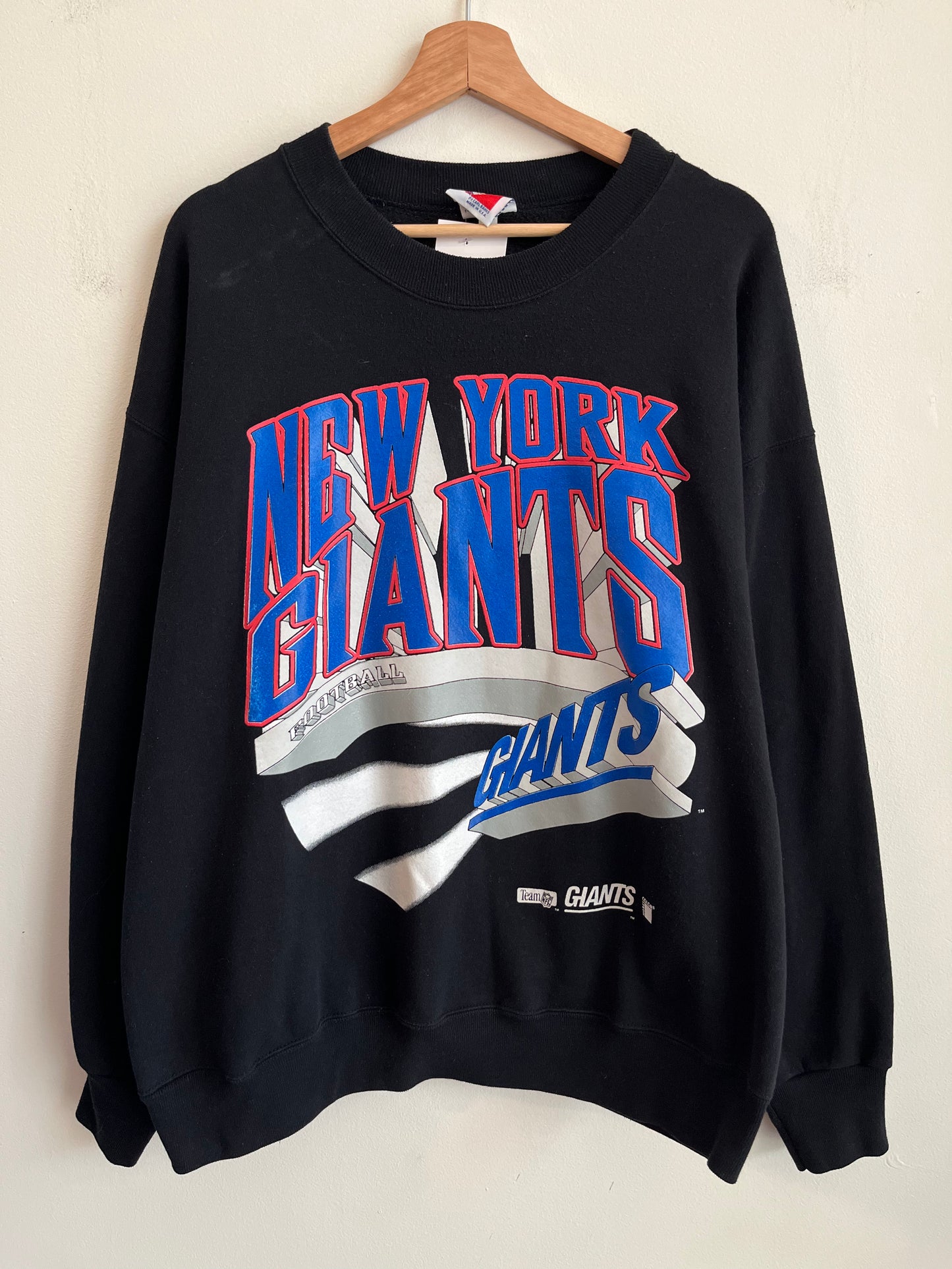90s New York Giants Color Works Black Crewneck (XXL)