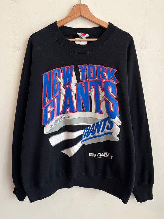 90s New York Giants Color Works Black Crewneck (XXL)