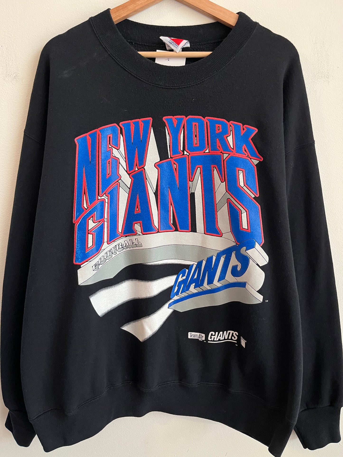 90s New York Giants Color Works Black Crewneck (XXL)