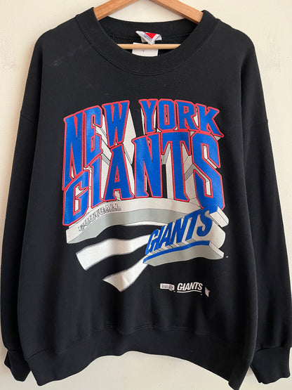 90s New York Giants Color Works Black Crewneck (XXL)