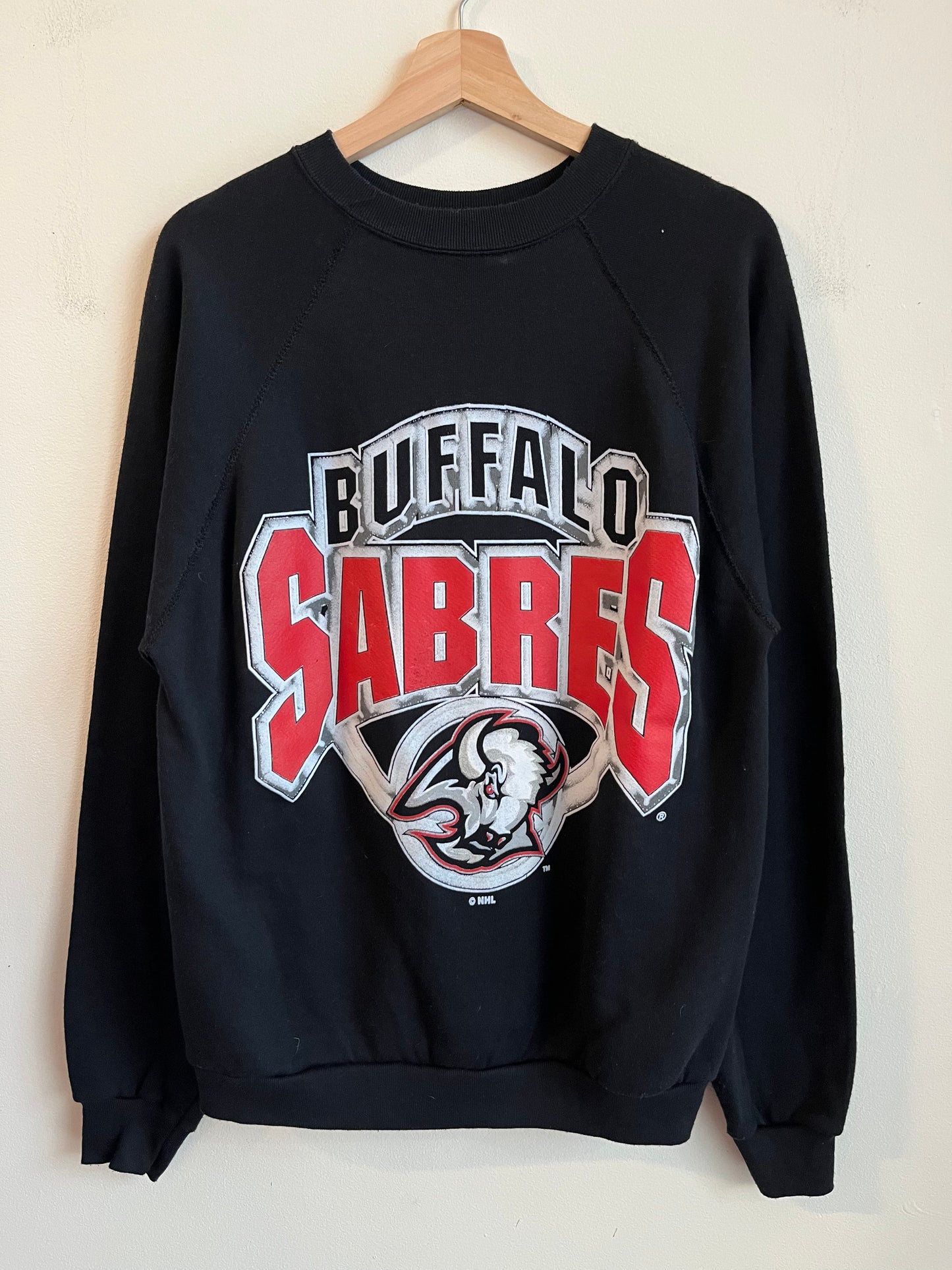 1990s Buffalo Sabres Spell Out Black Crewneck (L)