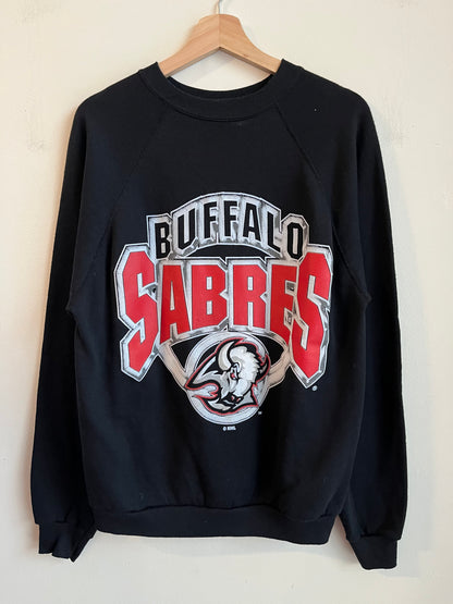 1990s Buffalo Sabres Spell Out Black Crewneck (L)