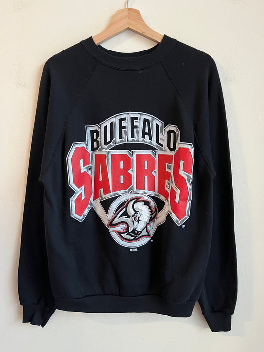1990s Buffalo Sabres Spell Out Black Crewneck (L)