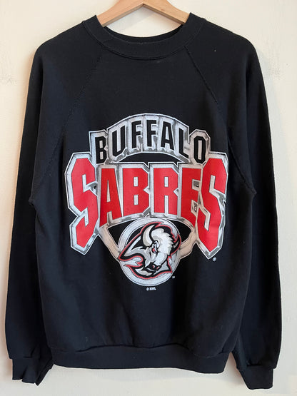 1990s Buffalo Sabres Spell Out Black Crewneck (L)