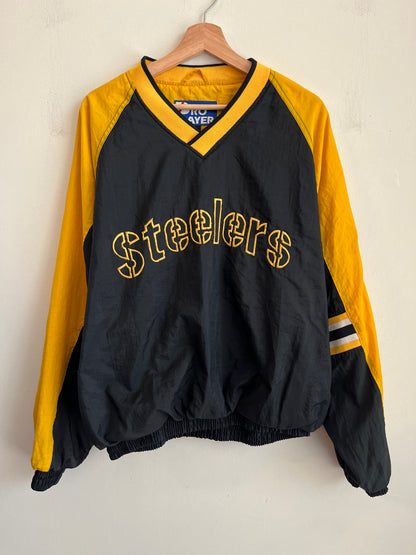 1990s Pittsburgh Steelers Pro Player Two Tone Spell Out Windbreaker (M)