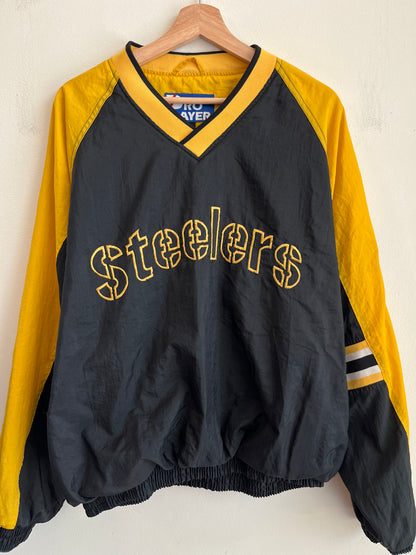 1990s Pittsburgh Steelers Pro Player Two Tone Spell Out Windbreaker (M)