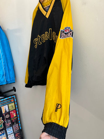 1990s Pittsburgh Steelers Pro Player Two Tone Spell Out Windbreaker (M)