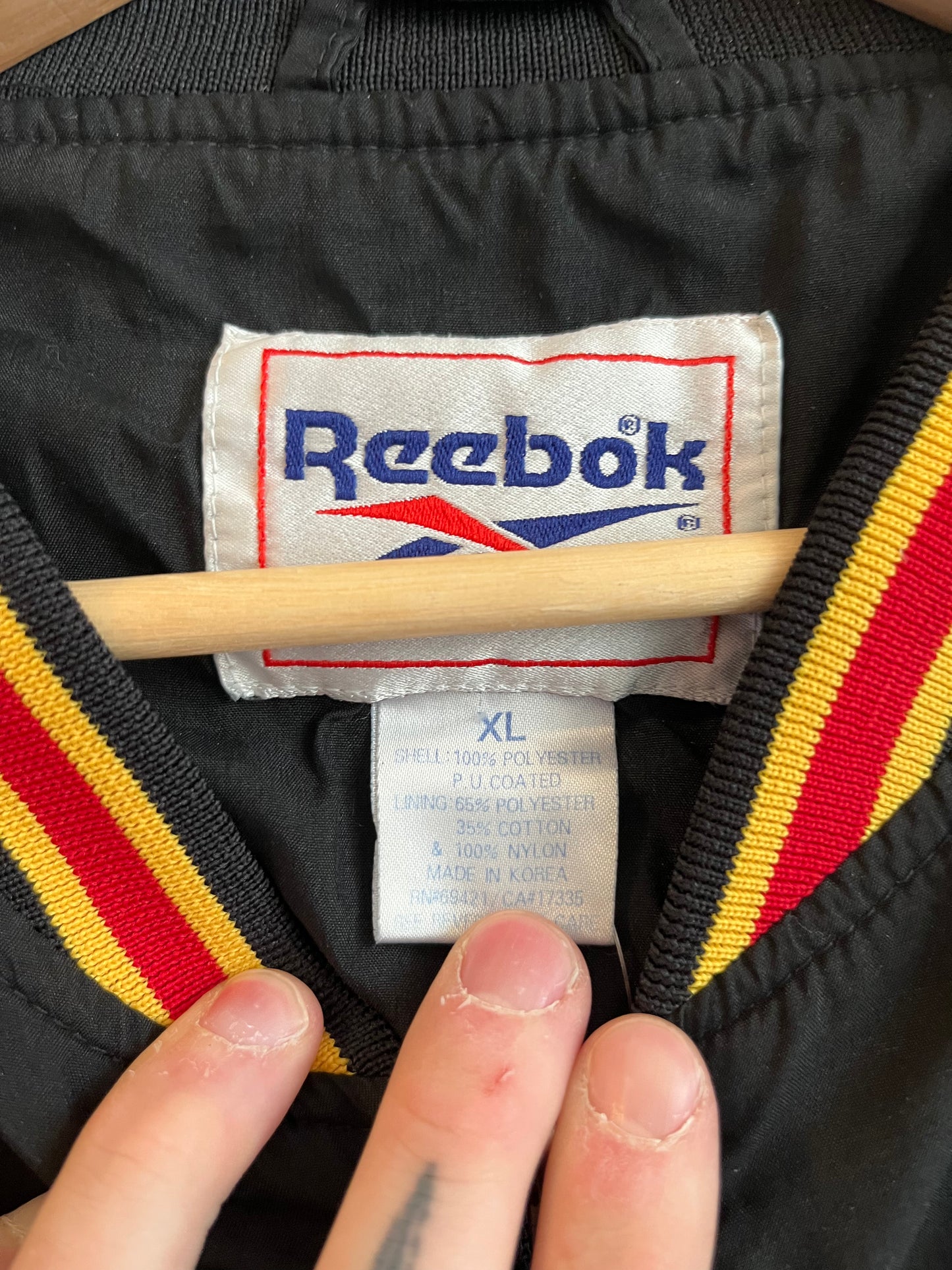 90s Kansas City Chiefs Black Reebok Windbreaker (XL)