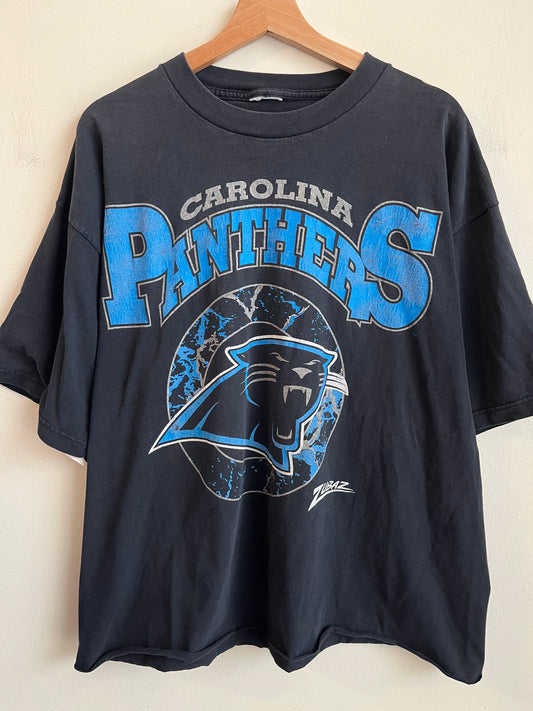 90s Carolina Panthers Zubaz Cropped Tee (XL)