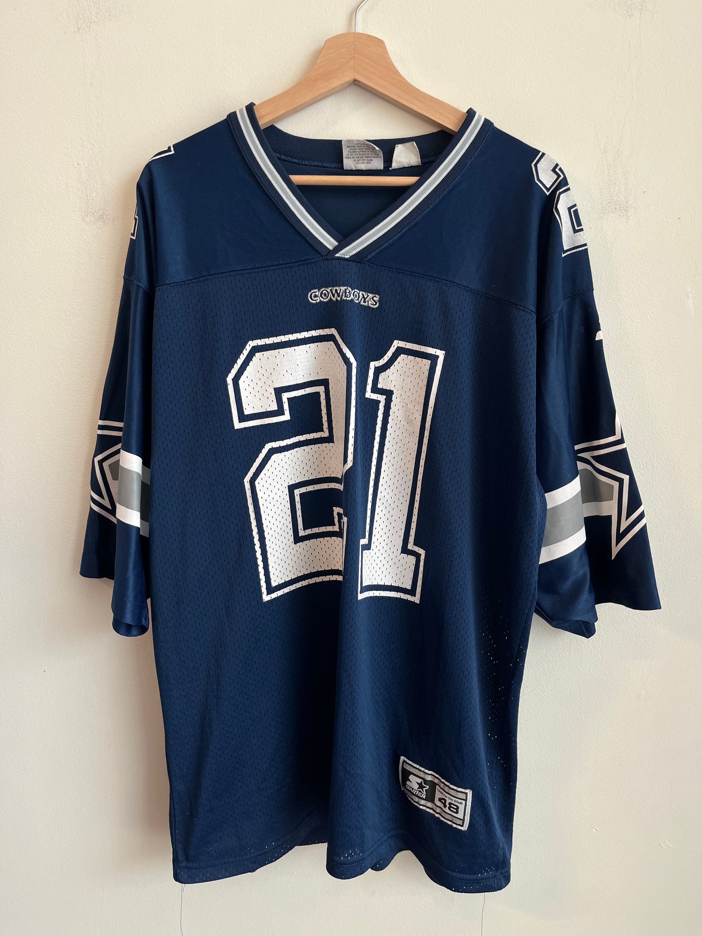 1995 Dallas Cowboys Deion Sanders Starter Home Jersey (L)