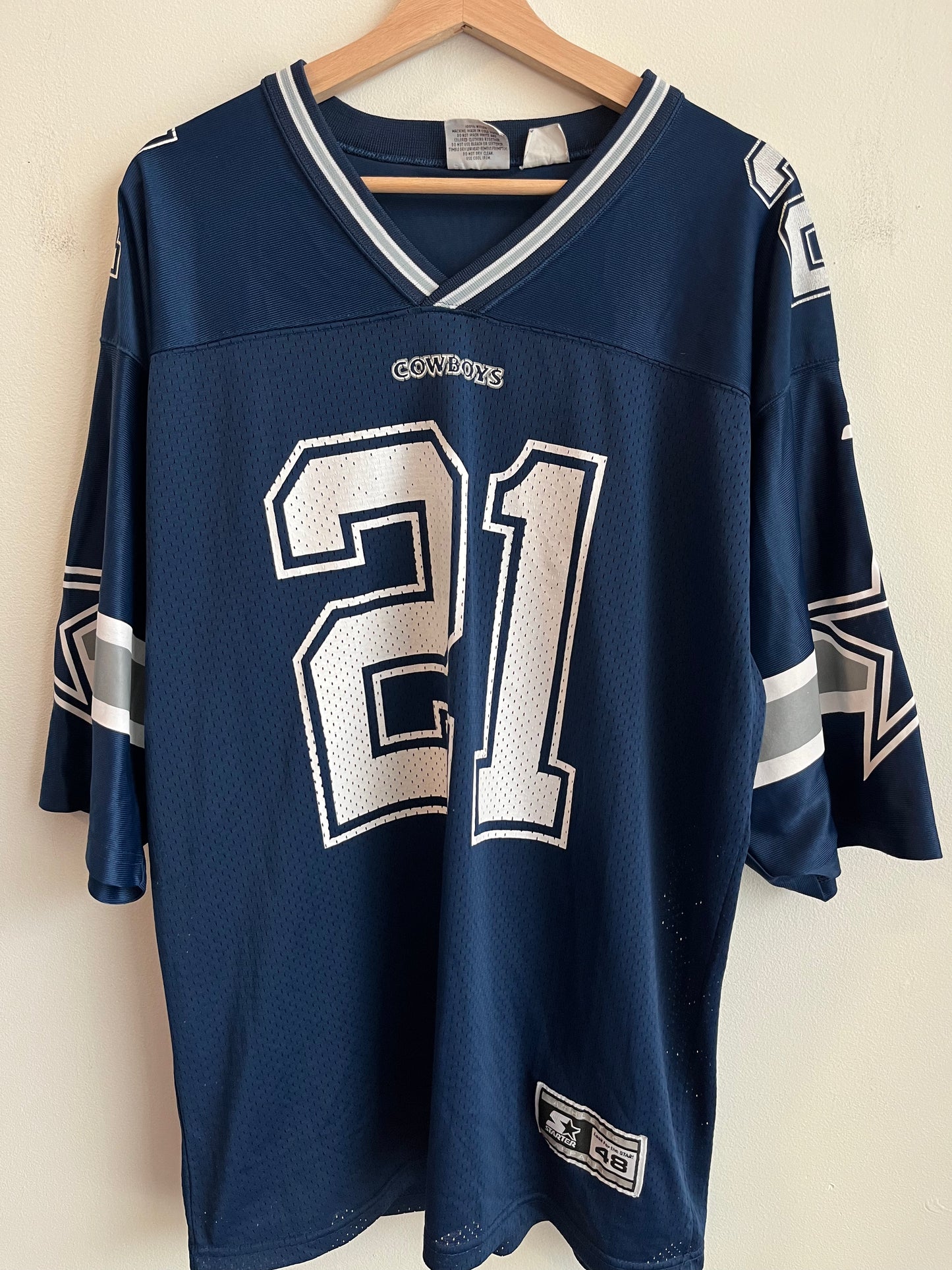 1995 Dallas Cowboys Deion Sanders Starter Home Jersey (L)