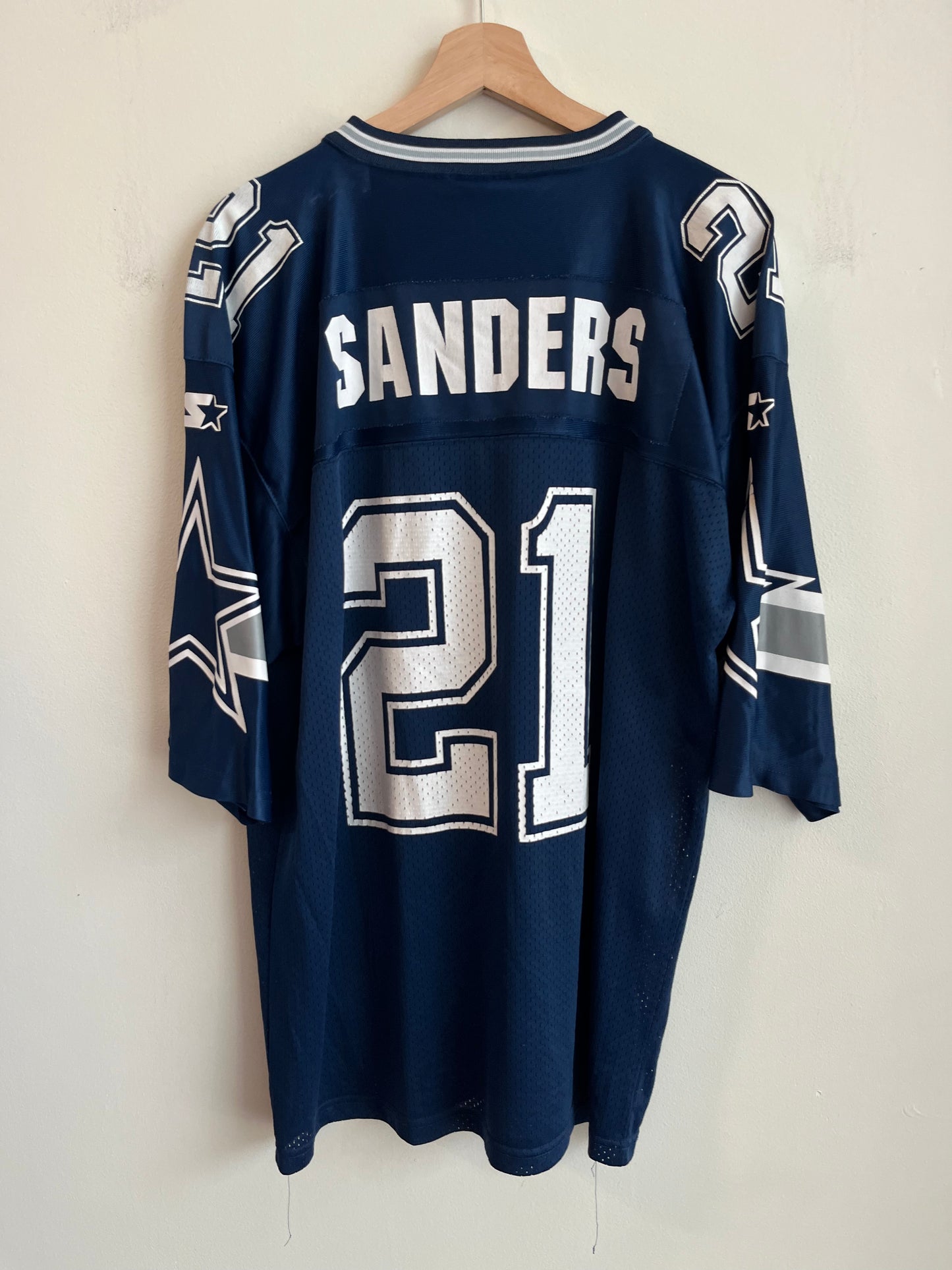 1995 Dallas Cowboys Deion Sanders Starter Home Jersey (L)