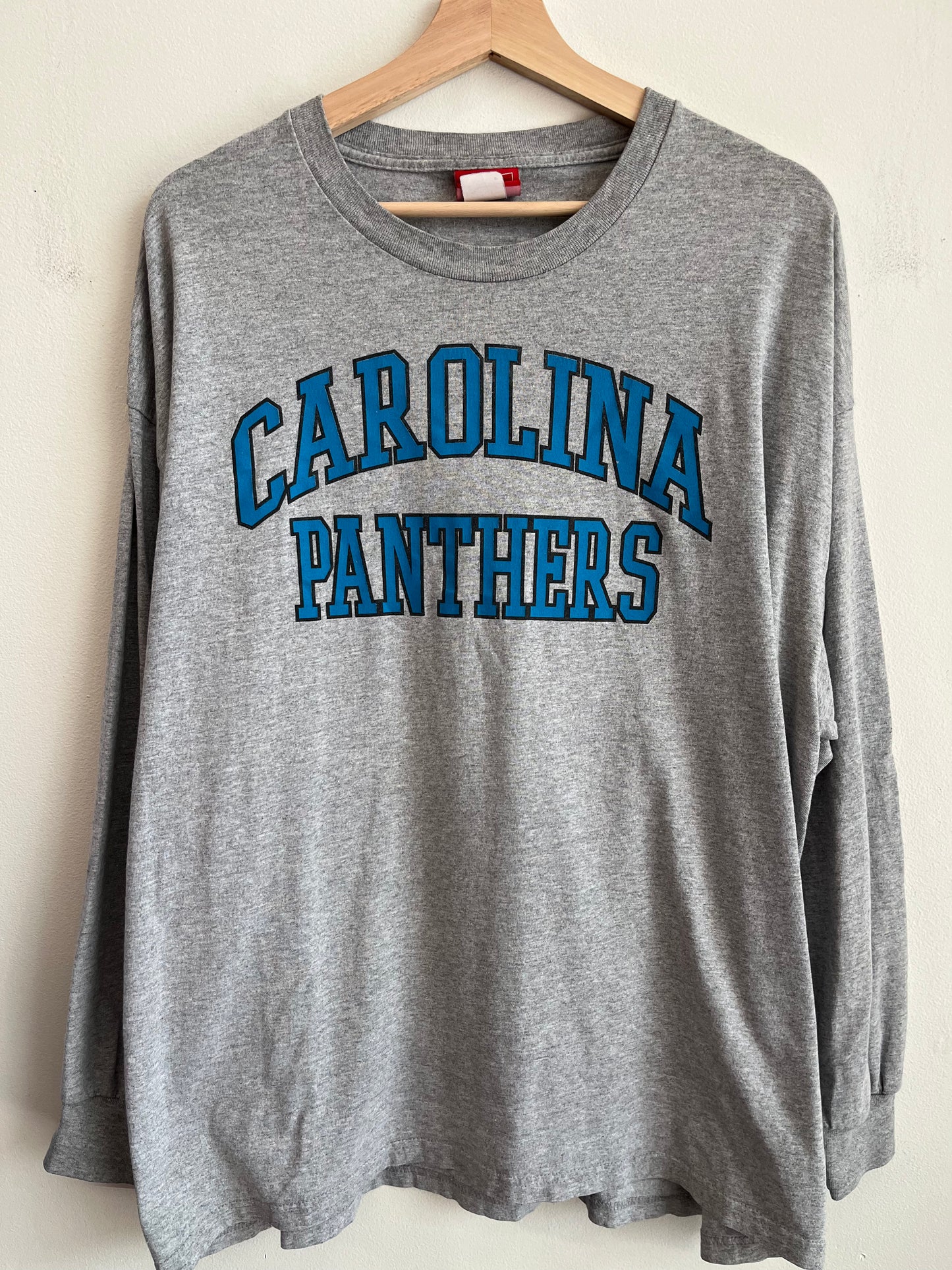 2005 Carolina Panthers Grey Spell Out Long Sleeve (XXL)