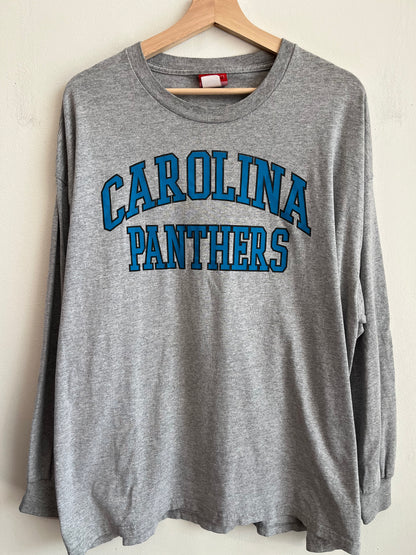 2005 Carolina Panthers Grey Spell Out Long Sleeve (XXL)