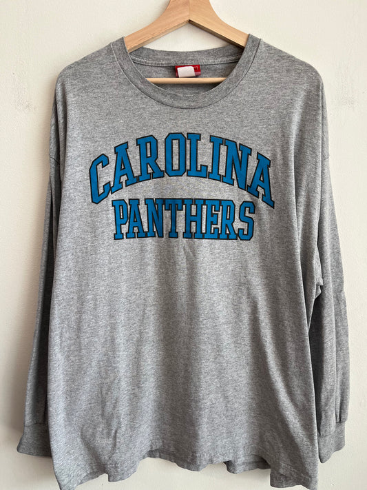 2005 Carolina Panthers Grey Spell Out Long Sleeve (XXL)