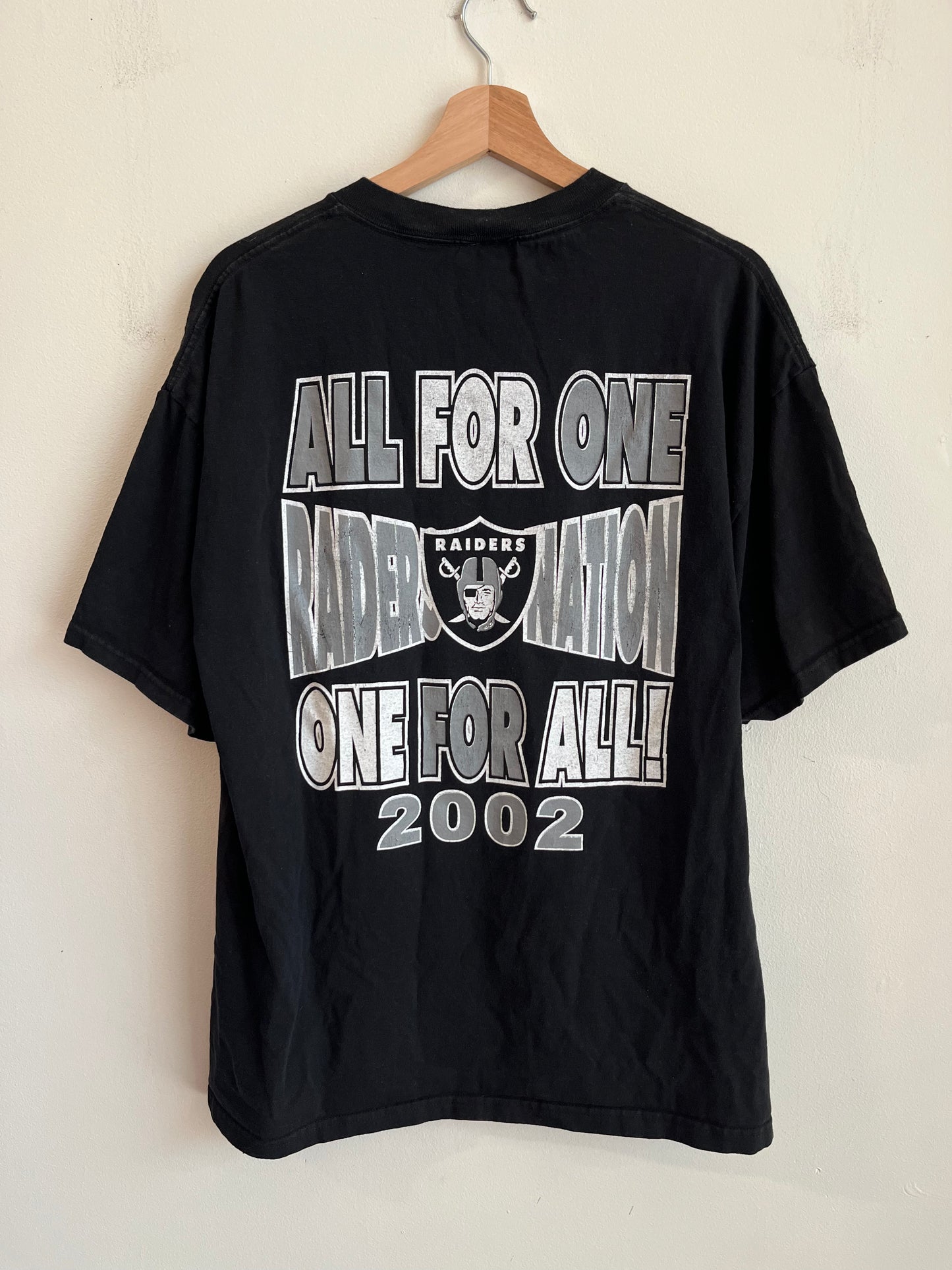 2002 Oakland Raiders "All For One" Double Sided Tee (XL)
