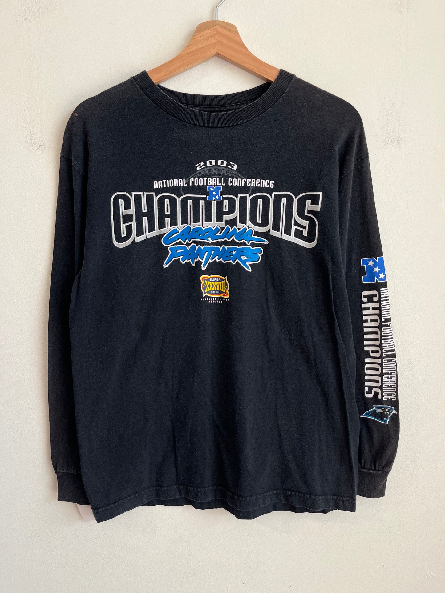 2003 Carolina Panthers Conference Champs Cat Scratch Long Sleeve Shirt (M)