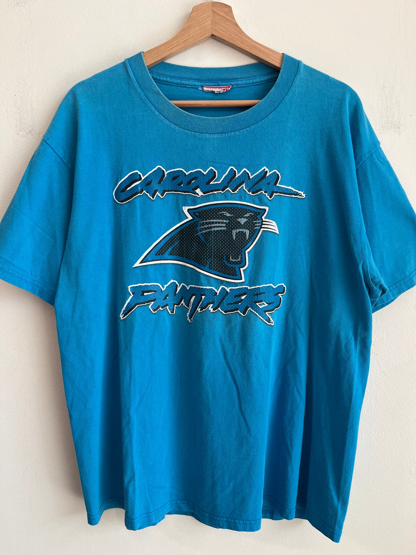 00s Carolina Panthers Blue Cat Scratch Tee (L)