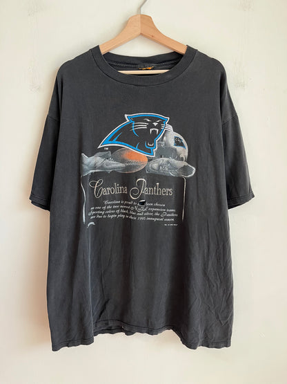 1993 Carolina Panthers Distressed & Faded Nutmeg Tee (XXL)