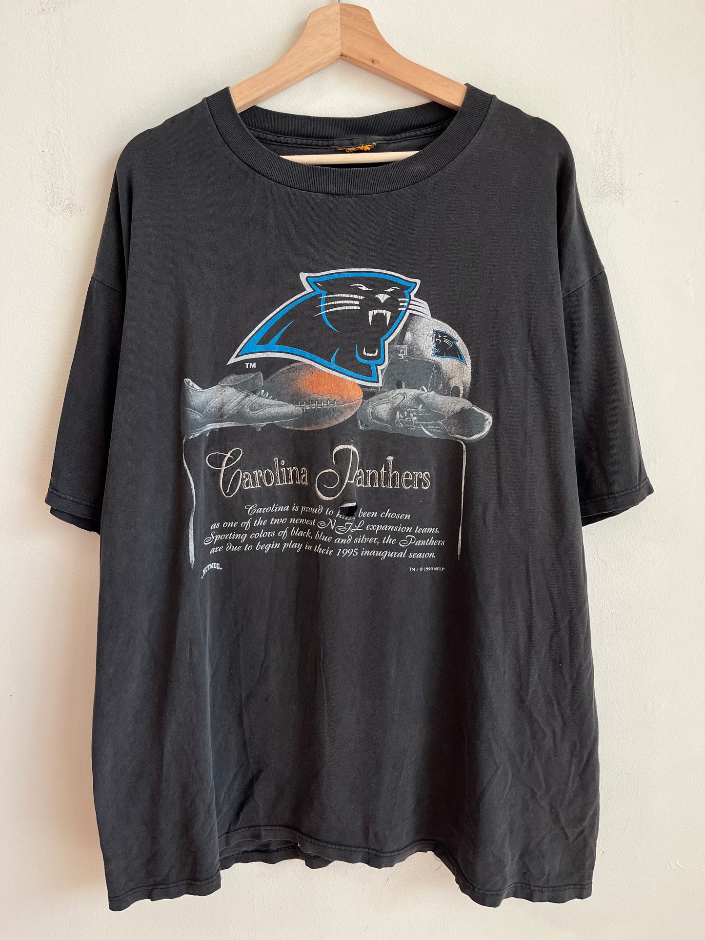 1993 Carolina Panthers Distressed & Faded Nutmeg Tee (XXL)