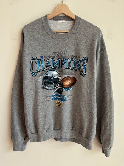 2003 Carolina Panthers Conference Champions Grey Crewneck (L)