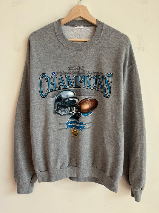 2003 Carolina Panthers Conference Champions Grey Crewneck (L)