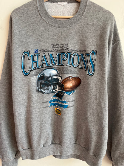 2003 Carolina Panthers Conference Champions Grey Crewneck (L)