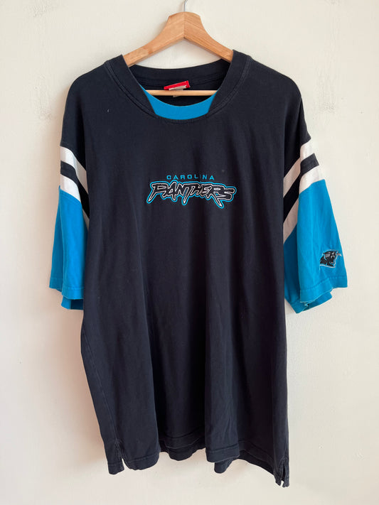 2005 Carolina Panthers Cat Scratch Striped Shirt (XL)