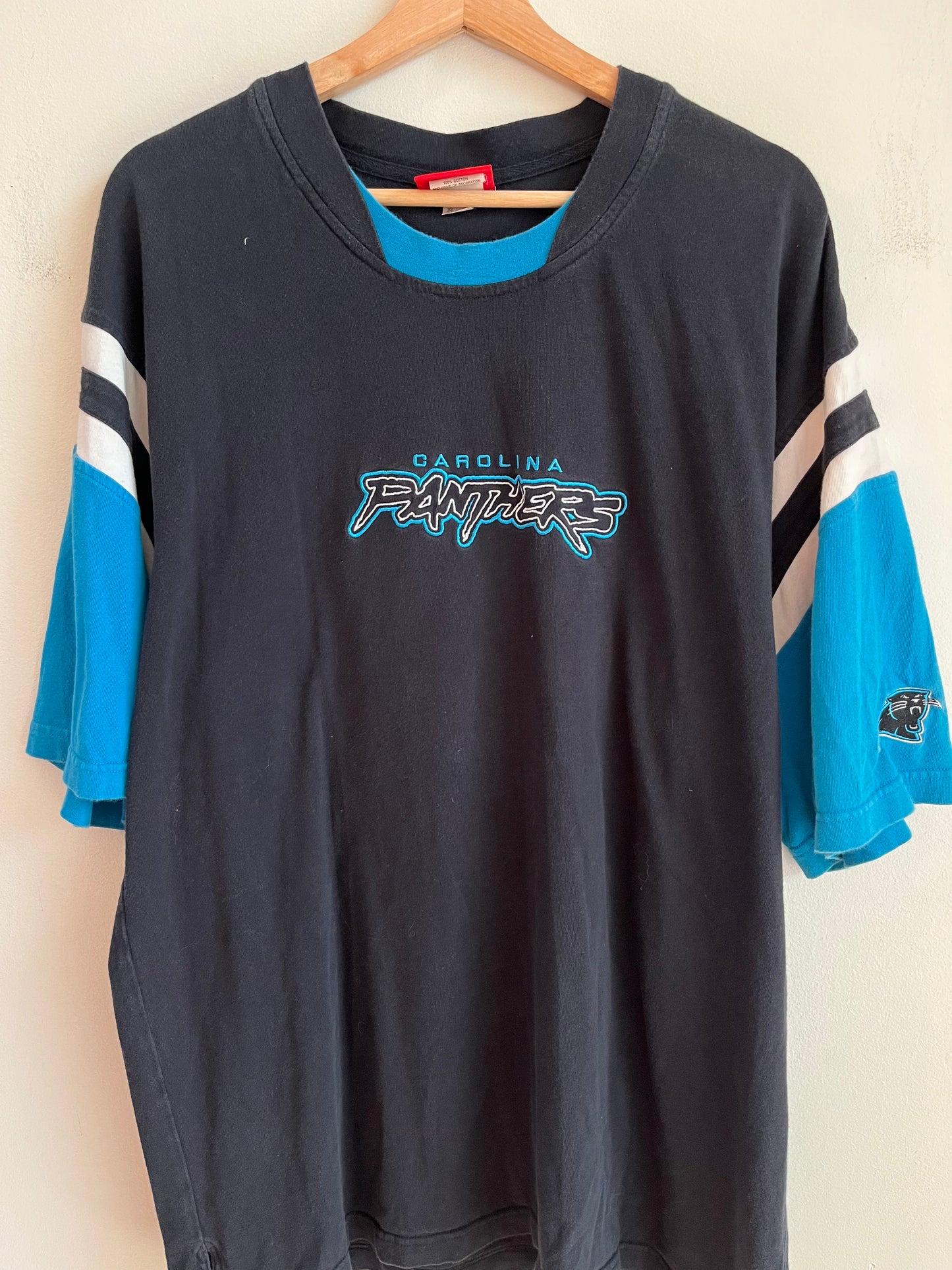 2005 Carolina Panthers Cat Scratch Striped Shirt (XL)