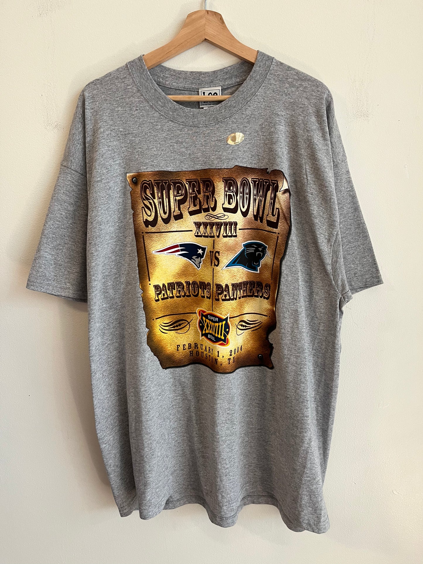 2004 Patriots v Panthers Grey Deadstock Super Bowl Tee (XXL)