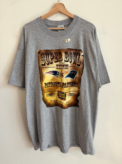 2004 Patriots v Panthers Grey Deadstock Super Bowl Tee (XXL)