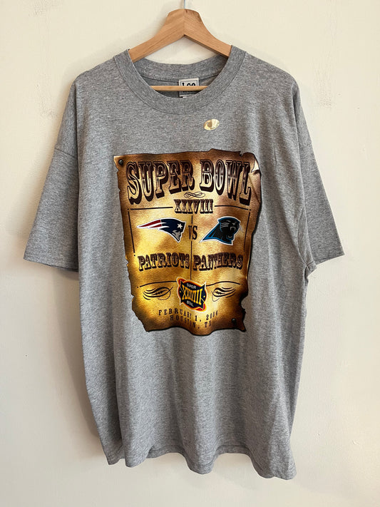 2004 Patriots v Panthers Grey Deadstock Super Bowl Tee (XXL)