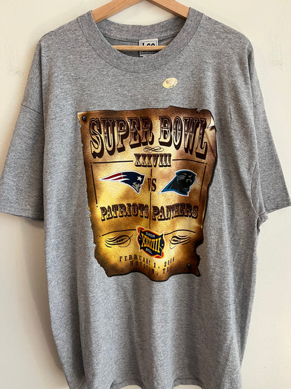 2004 Patriots v Panthers Grey Deadstock Super Bowl Tee (XXL)