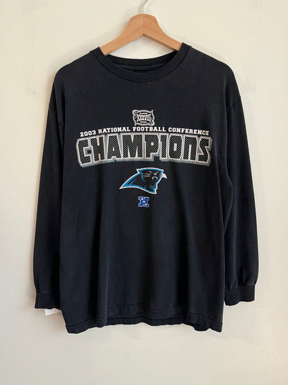 2003 Carolina Panthers Conference Champions Black Long Sleeve Shirt (M)
