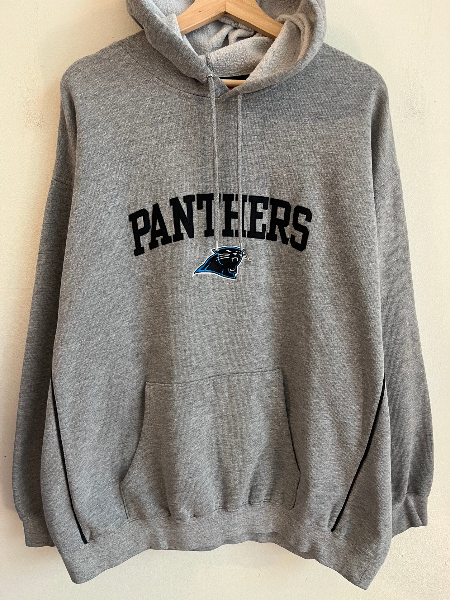 00s Carolina Panthers Grey NFL Spell Out Hoodie (XL)