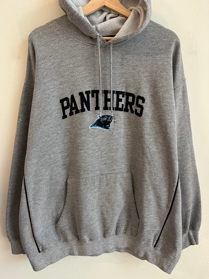 00s Carolina Panthers Grey NFL Spell Out Hoodie (XL)