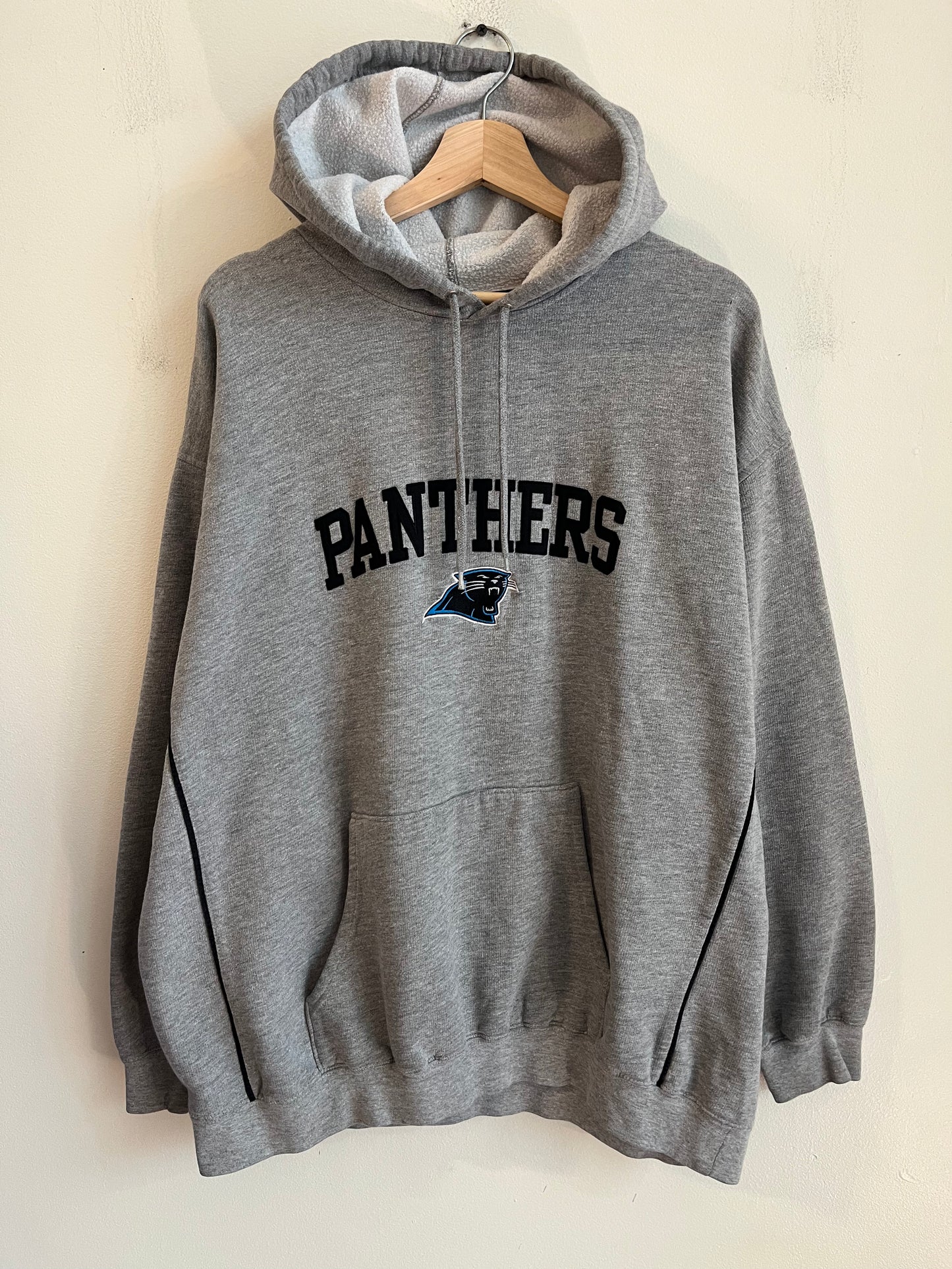 00s Carolina Panthers Grey NFL Spell Out Hoodie (XL)