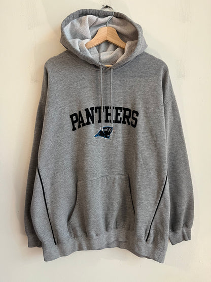 00s Carolina Panthers Grey NFL Spell Out Hoodie (XL)