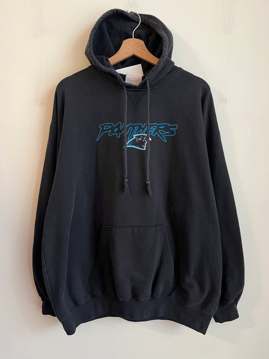 00s Carolina Panthers Cat Scratch Spell Out Hoodie (XL)