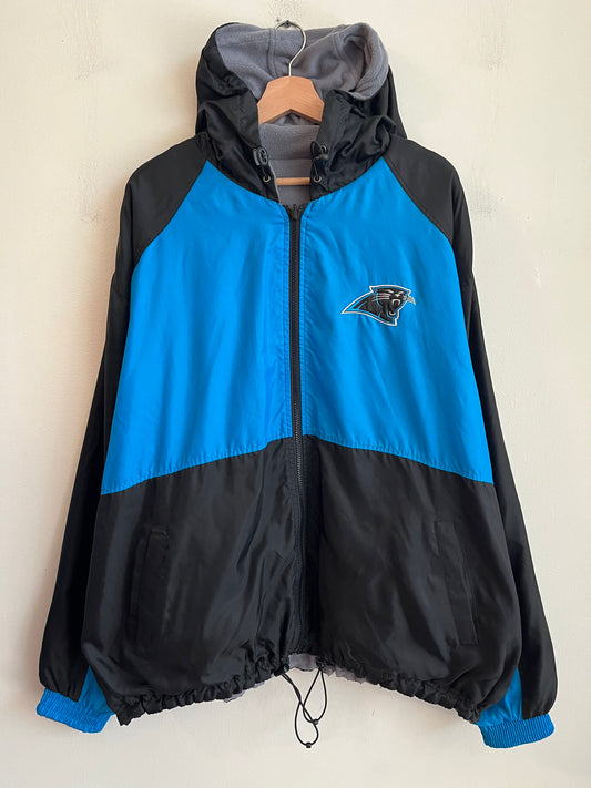 00s Carolina Panthers G-III Two Toned Cat Scratch Spell Out Reversible Jacket (XL)