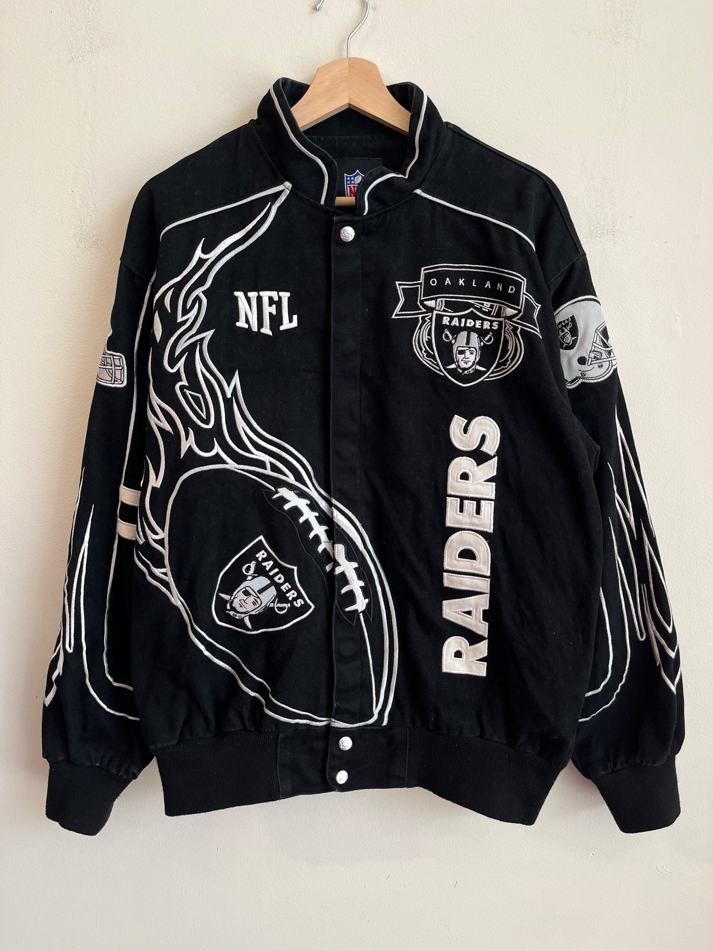 00s Oakland Raiders NFL Flame Racing Jacket (M)