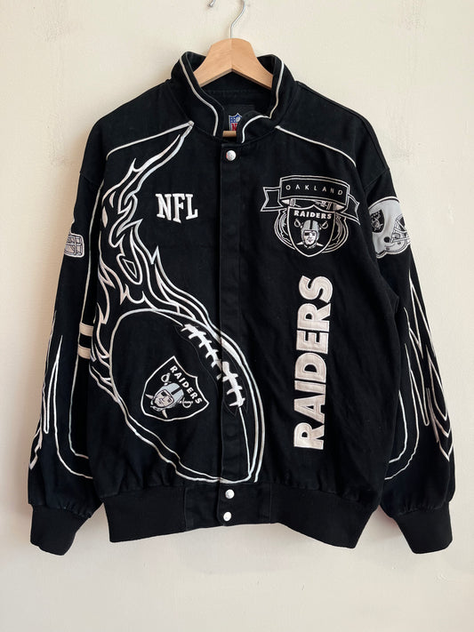 00s Oakland Raiders NFL Flame Racing Jacket (M)